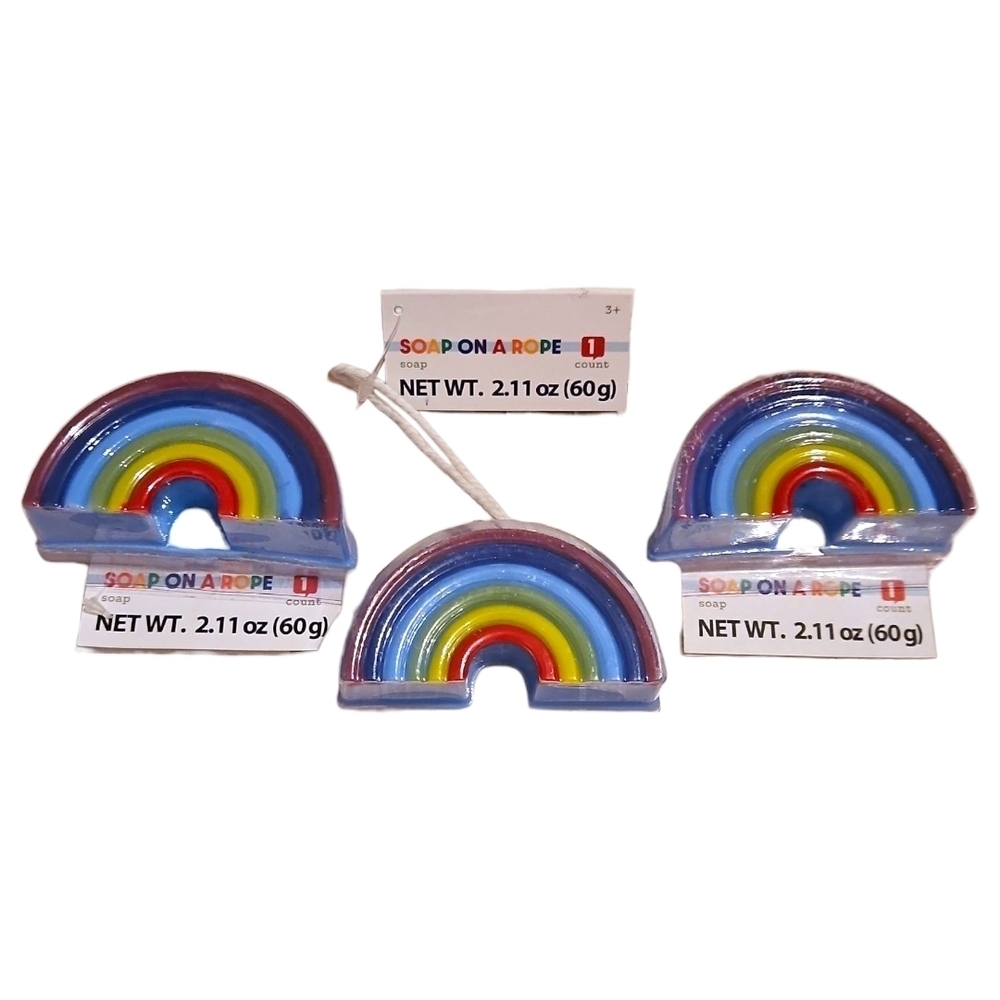 Rainbow Soap on a Rope Set Of 3, NWT
